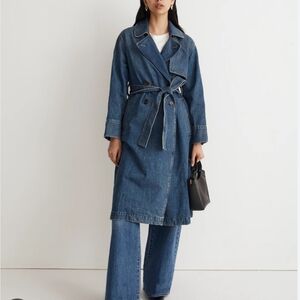 Madewell Blue Trench Coat Classic Style